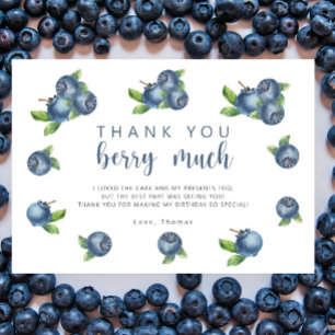 Blueberry birthday party thank you berry much card