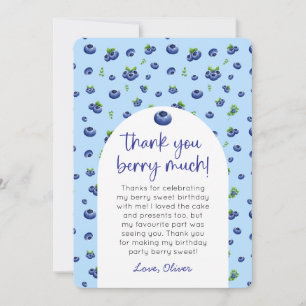 Blueberry Birthday Photo Thank You Invitation