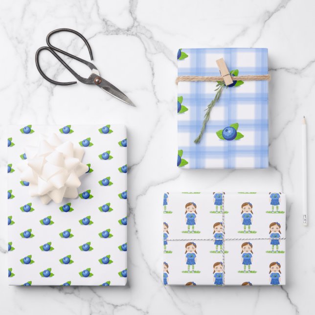 Blueberry Birthday  Wrapping Paper Sheet (Front)