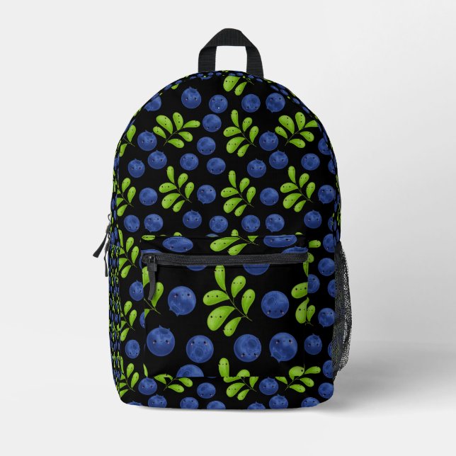 Blueberry Bliss: Fresh Fruit Pattern Design Printed Backpack (Front)