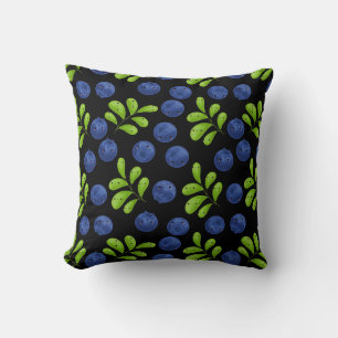 Blueberry Bliss: Fresh Fruit Pattern Design Throw Pillow
