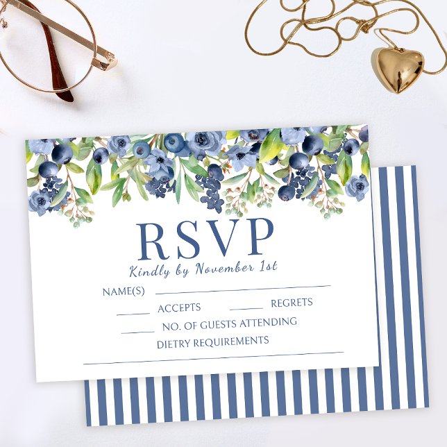 Blueberry blue flowers wedding RSVP cards (Creator Uploaded)
