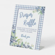Blueberry Blue Gingham Baby Shower Diaper Raffle