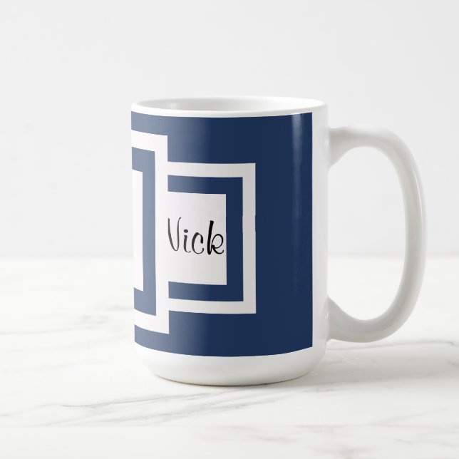 Blueberry Blue Monogram Coffee Mug (Right)