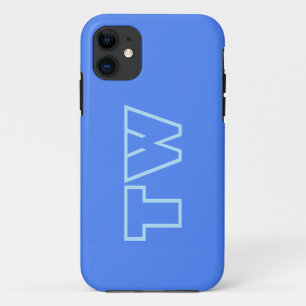 Blueberry Blue Solid Colour Minimalist Monogram  iPhone 11 Case
