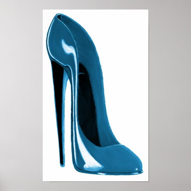 Blueberry Blue Stiletto Shoe Print (Front)