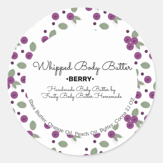 Blueberry Body Butter Bath Branding Classic Round Classic Round Sticker (Front)
