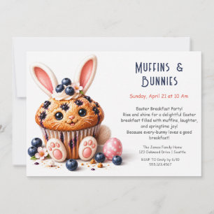 Blueberry Bunny Muffin Easter Breakfast Party Invi Invitation