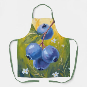 Blueberry Bush   Fruit Watercolor Painting Apron