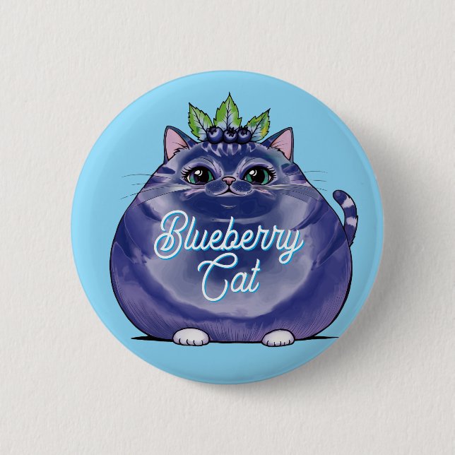 Blueberry cat, half cat half blueberry Fat cats 2 Inch Round Button (Front)