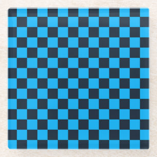 Blueberry checkered pattern glass coaster