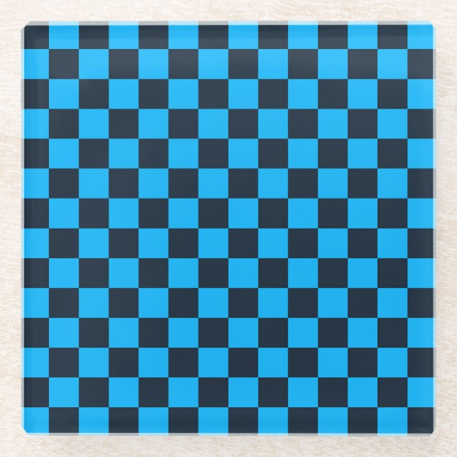 Blueberry checkered pattern glass coaster (Front)