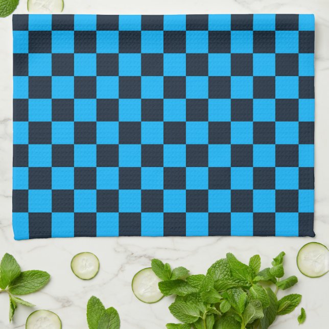Blueberry checkered pattern kitchen towel (Folded)
