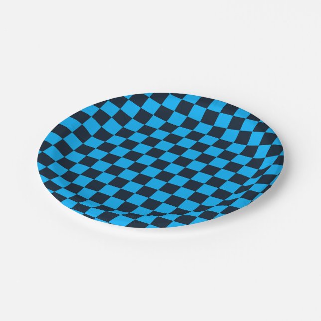 Blueberry checkered pattern paper plate (Angled)