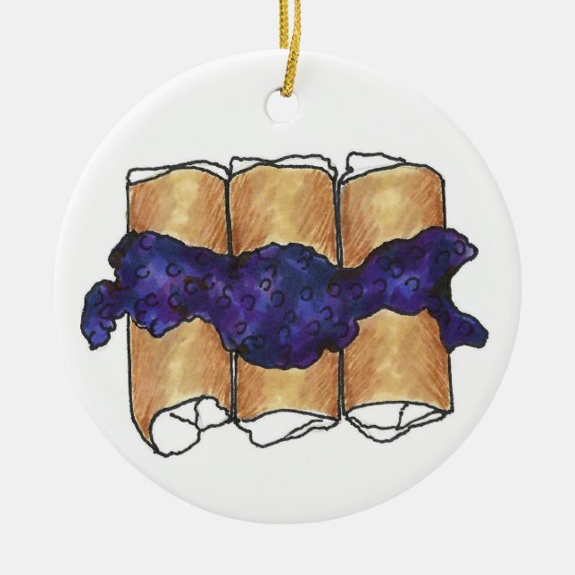 Blueberry Cheese Blintzes Jewish Deli Cuisine Ceramic Ornament (Front)