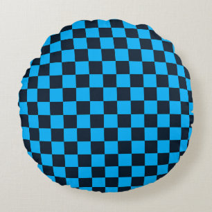 Blueberry chequered pattern round pillow