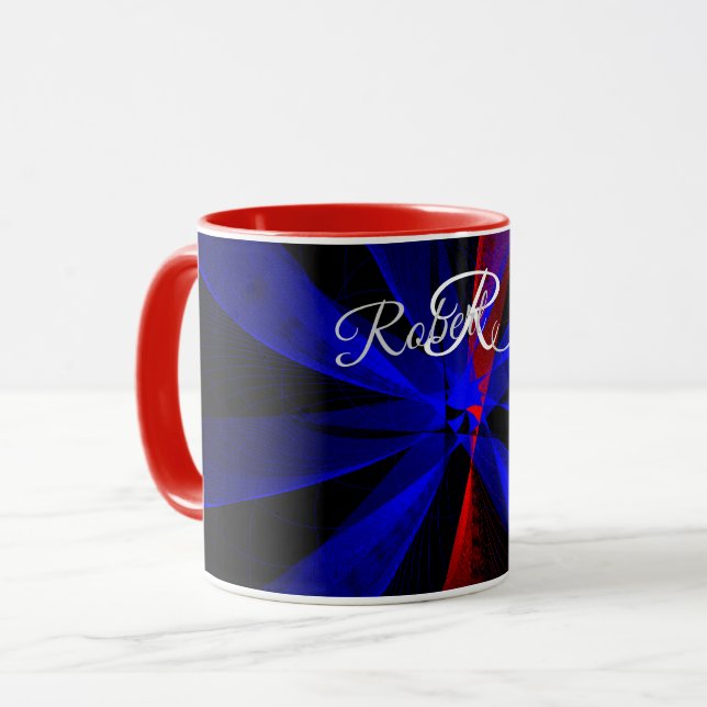 Blueberry Color Abstract Geometric Coffee Mug (Front Left)