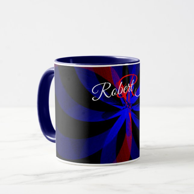 Blueberry Color Center Geometric Coffee Mug (Front Left)