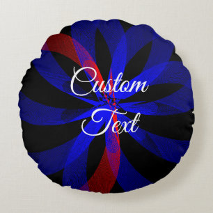 Blueberry Colour Accent Geometric Round Pillow