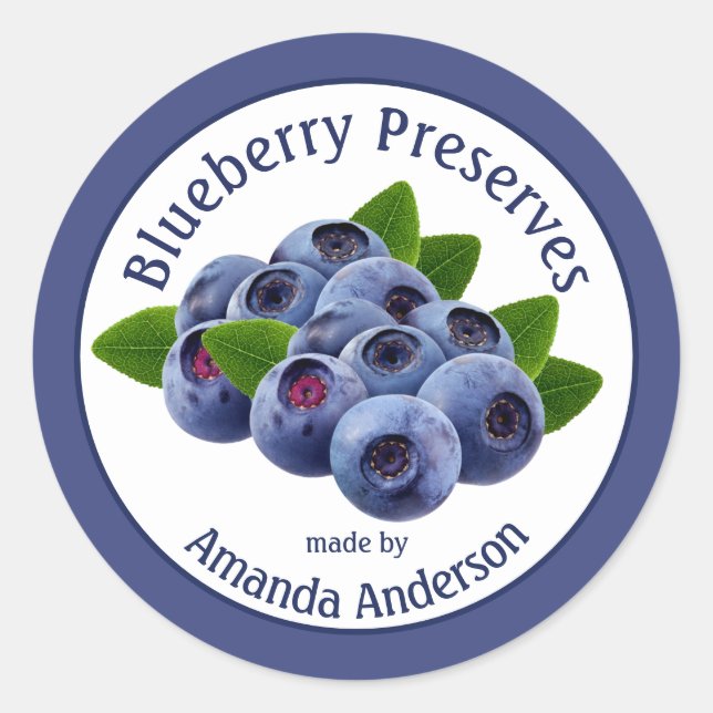 Blueberry Conserve 3" Étiquette alimentaire circul (Devant)