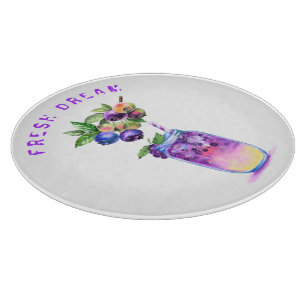 Blueberry Cool Drink Cutting Board - Custom Text