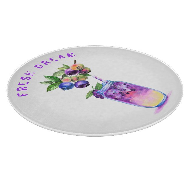 Blueberry Cool Drink Cutting Board - Custom Text (Corner)