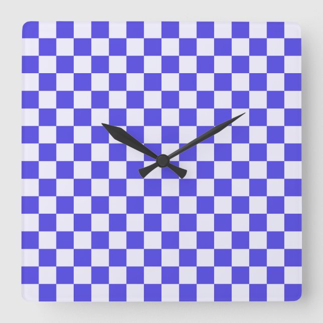 Blueberry cream checkered pattern square wall clock (Front)