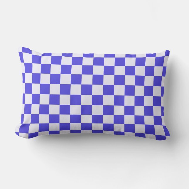 Blueberry cream chequered pattern lumbar pillow (Front)
