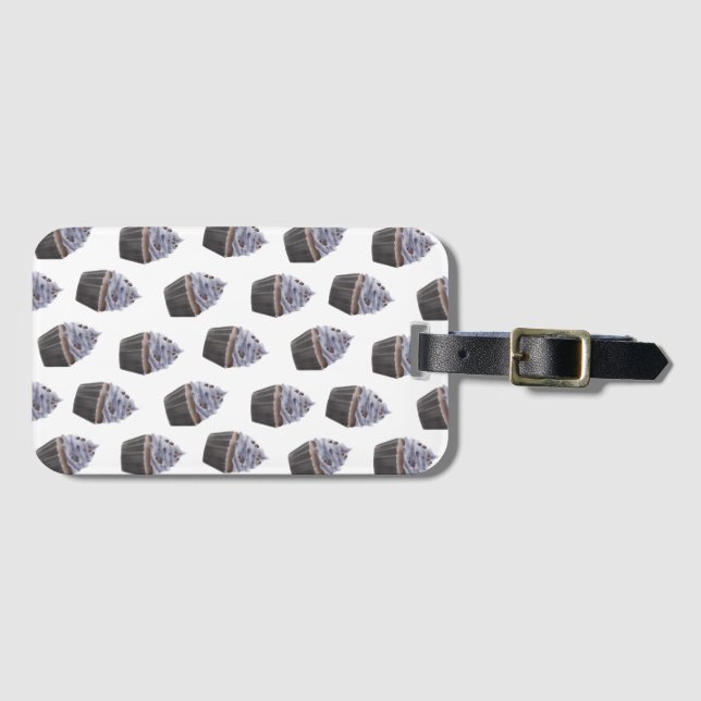 Blueberry Cupcake Illustration Luggage Tag (Front Horizontal)