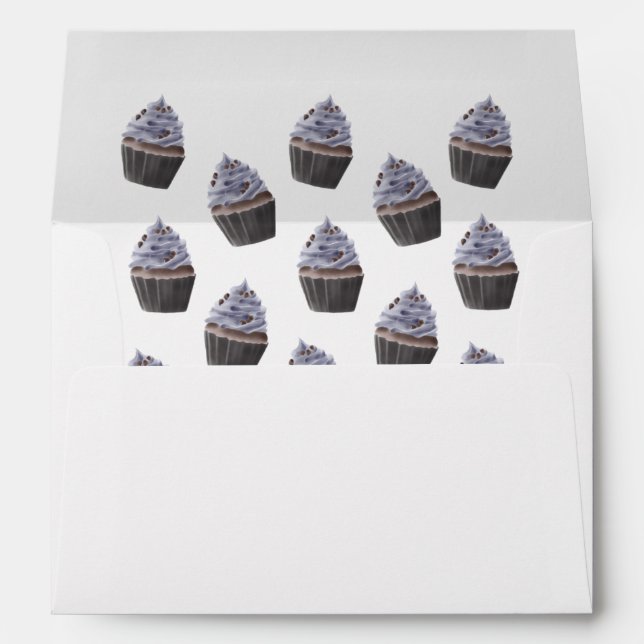 Blueberry Cupcake Illustration Pattern Envelope (Back (Bottom))