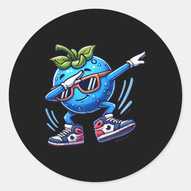 Blueberry Dabbing Dancing Blueberry Fruit  Classic Round Sticker (Front)