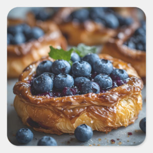 Blueberry Danish Pastry Square Sticker