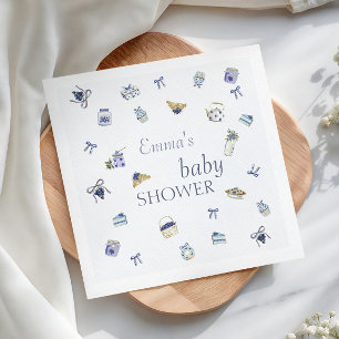 Blueberry Dessert Baby Shower Watercolor Napkin