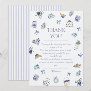 Blueberry Dessert Baby Shower Watercolor  Thank You Card
