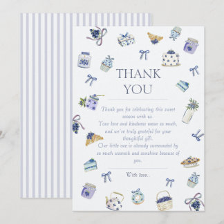 Blueberry Dessert Baby Shower Watercolor  Thank You Card
