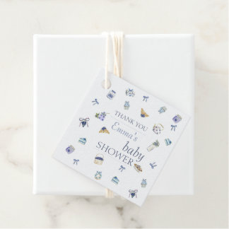 Blueberry Dessert Baby Shower Watercolor Thank You Favour Tags