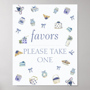 Blueberry Dessert Watercolor Baby Shower Favours Poster