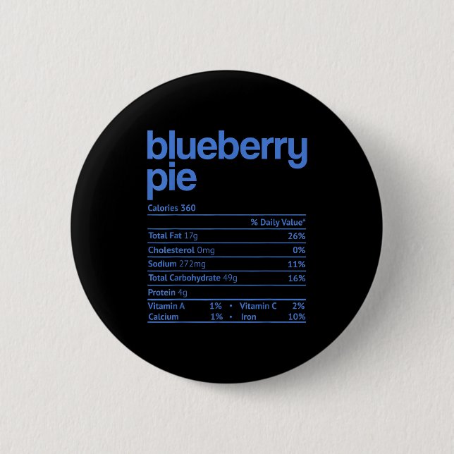 Blueberry E Nutrition Facts Funny Thanksgiving Chr 2 Inch Round Button (Front)