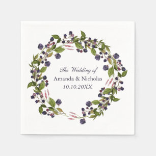 Blueberry    fall wreath  wedding personalized napkin