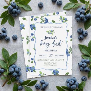Blueberry First Birthday Invitation