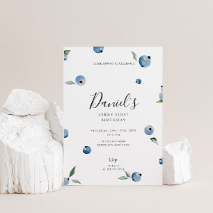 Blueberry First Birthday  Invitation
