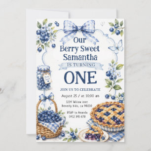 Blueberry First Birthday Invitation