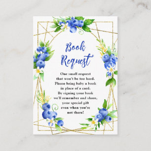 Blueberry Floral Baby Shower Book Request Enclosure Card