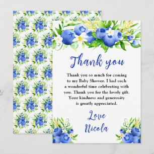 Blueberry Floral Baby Shower Thank You Card
