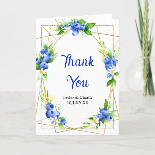Blueberry Floral Wedding Thank You Card