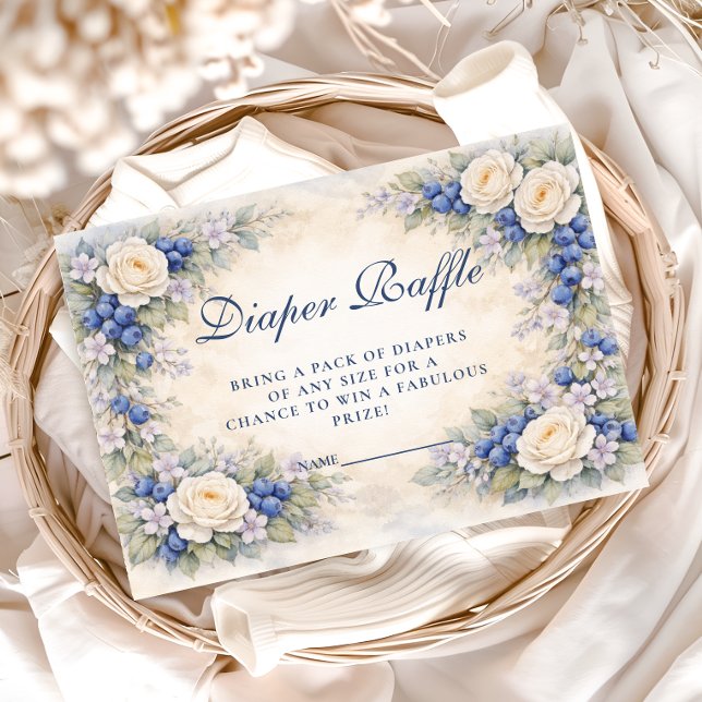 Blueberry Floral Wreath Diapper Raffle Enclosure Card (Creator Uploaded)