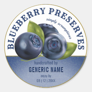 Blueberry Fruit   Jam Jar Canning Classic Round Sticker