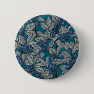 Blueberry garden, blue and grey 2 inch round button