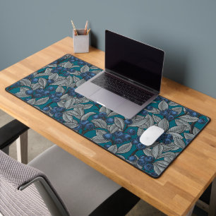 Blueberry garden, blue and grey desk mat