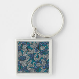 Blueberry garden, blue and grey keychain